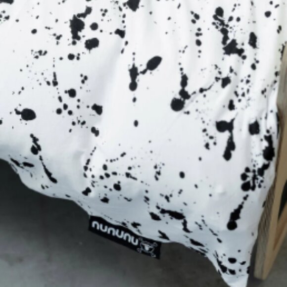 Black & White Splatter Print CRIB SIZE Duvet Cover | NWT | nununu | 100% Cotton - Picture 2 of 8